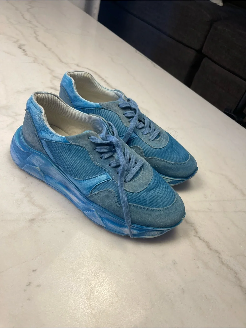 Free People turquoise Blue Mixed-Media Athletic Sneakers